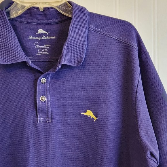 TOMMY BAHAMA Men's Purple Pima Cotton Polo Shirt - 2XL - Picture 3 of 5